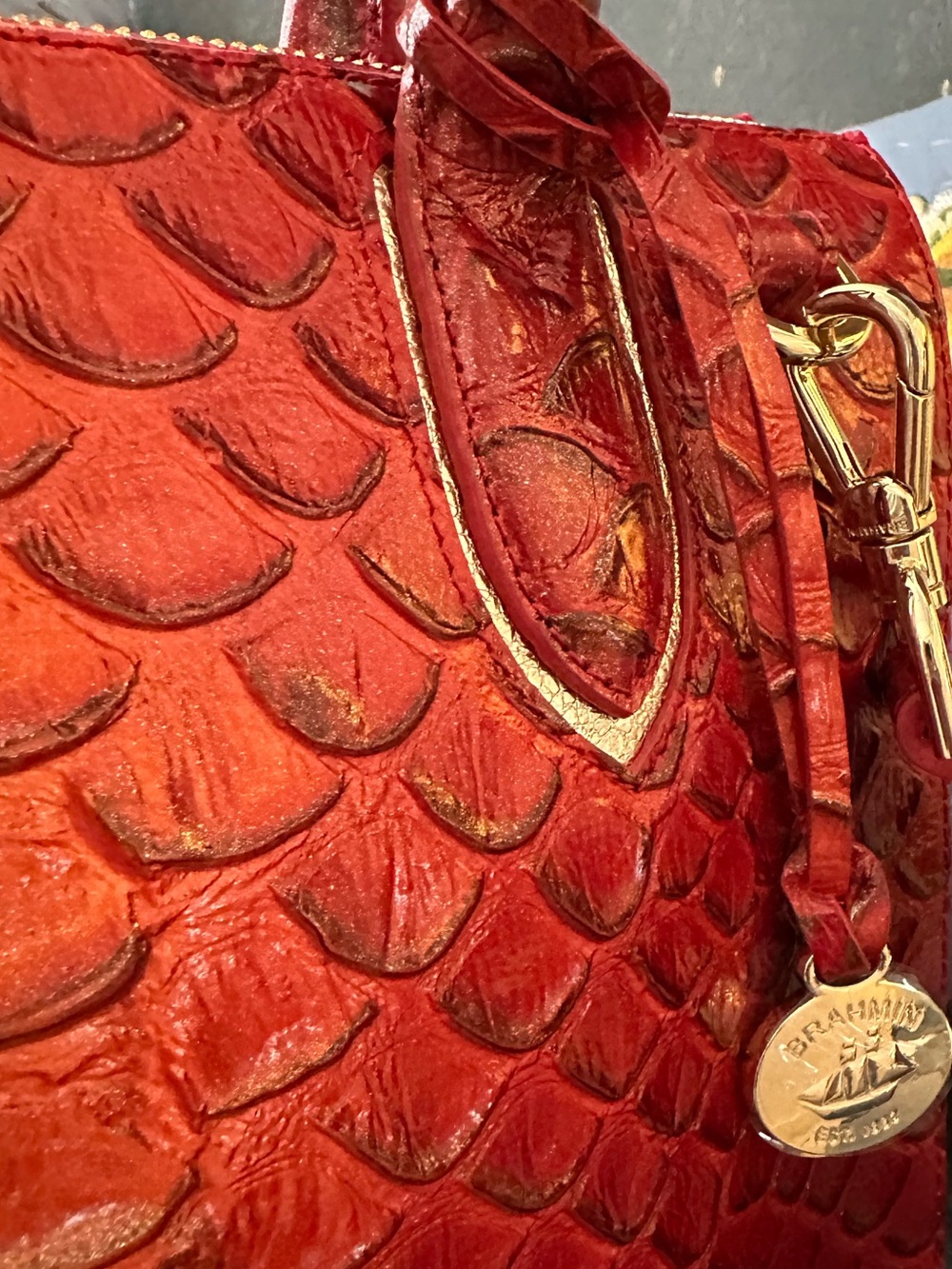 Brahmin Heat Brasilia Large Caroline Embossed Leather Satchel - Picture 8 of 10